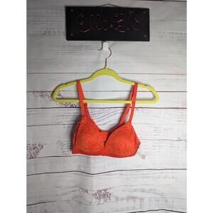 NWT Auden Orange Lace LIghtly Lined Wirefree Bra 34A